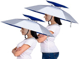2 Pcs 37'' Diameter Large Umbrella Hat for Adults Double Layer Folding Compact UV Rain Protection V1259-DP01-A-1165