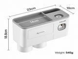 Gray Wall-Mounted Bathroom Organizer with 3 Magnetic Cups - Automatic Toothpaste Dispenser, No-Drill V888-ELOSUNG57228-3