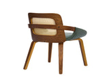 Set of 2 Rattan Back Dining Chairs, Green Faux Leather V1127-AU-DC02-GRN