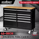 HORUSDY 9 Drawer Tool Box Chest Cabinet Trolley Box Garage Storage Toolbox Black V465-86513