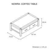 Coffee Table Solid Acacia Wood & Veneer 1 Drawers Storage Oak Colour V43-CT-NOW-OAK