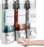 3-Piece 300ml Wall Mounted Soap Dispenser for Shampoo & Soap, Silver V1188-MS-325-0121