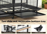 i.Pet Bird Cage Extra Large Aviary 185cm Pet Parrot Cage Castor Wheel Removable Divider PET-BIRDCAGE-H185-BK-AB