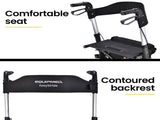 EQUIPMED Foldable Aluminium Walking Frame Rollator with Bag and Seat, Titanium Colour V219-EQHCRL11A