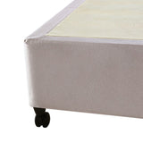 Mattress Base Ensemble Double Size Solid Wooden Slat in Beige with Removable Cover V43-BASE-DB-BG