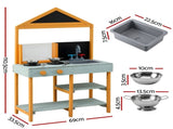Keezi Kids Mud Kitchen Play Kitchen Toy Kitchen Set with Blackboard 110cm PLAY-WOOD-TRG-BOARD