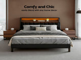 Artiss Queen Bed Frame LED Storage Headboard with Charging Station Black BFRAME-H-JINA-Q-BK-ABC
