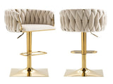 SERENIT Modern Velvet Breakfast Bar Stools Swivel Barstools Adjustable Counter Stools with Backrest V255-SE-GP1782-IVORY