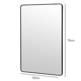 Yezi Rectangle Wall Mirror 75x50cm Bathroom Wall Mounted Vanity Mirror Home Decor DECO1048-BK-75X50-AU