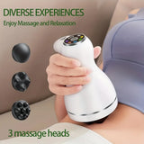 Portable Electric Massager, USB Rechargeable, 3-Head Fat-Pushing Massager with Red Light Heat for V1385-AMQ-WU-905-001