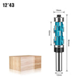 Double Bearing Spiral Flush Trim Router Bit 1/2" Shank - Solid Carbide Blade with Teflon Coating, V1107-145-50122-BLU2