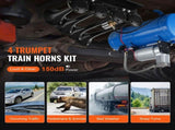Train Horns Kit, 4 Trumpet Air Horn Kit, 150dB Train Horns for Pickup Trucks, 12V 120 psi Air V952-QLBYCQGTZ12VRGCVHV9