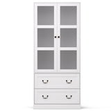 Artiss Buffet Sideboard 180cm Hutch Storage Cabinet Kitchen Drawer Door White FUR-C-GLASS-SID180-WH-ABC