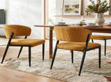 Artiss Dining Chairs Set of 4 Linen Fabric Soft Upholstered Chairs Mustard DINC-KJ-7016-MSX4