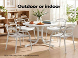 Gardeon Outdoor Side Table 80cm Folding Steel Round Bistro Desk Cafe Patio Furniture White ODF-TB-STFD-WH