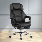 Artiss Executive Office Chair Leather Footrest Black OCHAIR-G-1051-FT-BK