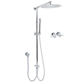 WELS Round Large 12" Rain 2in1 Shower Head Stainless Steel Handheld Wall Rail Brass Twin Taps Set V1233-SS019CRSC842KSR112CPF0282A