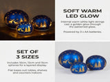 Christabelle 3 Royal Blue Glass Christmas LED Light Up Spheres Gold Forest Table Decor Xmas Orn 112_YAN401