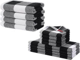 Homaxy 100% Cotton Waffle Weave Check Plaid Kitchen Towels, 13 x 28 Inches, 4-Pack, White & Black V1258-DP02-F-161
