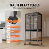 54 inch Standing Large Bird Cage, Carbon Steel Flight Bird Cage for Parakeets, Cockatiels, Parrots, V952-YTSNL251753I8188WV0