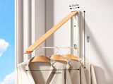 2 Pack White and Brown Wall Mounted Foldable Clothes Hanger Rack - Retractable Space Aluminium V888-ELOSUNG36677