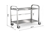 Cefito 2-Tier Stainless Steel Kitchen Trolley with Wheels 84x56x98cm SSKB-201S-2TWHEEL-33