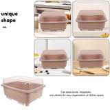 Efficient Water Draining Pink Dish Rack with Transparent Cover V1366-AZ2-W-20171