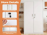 Astiss 180cm Steel Locker Cabinet Mental Storage 4 Adjustable Shelves FC-METAL-180-WH-AB