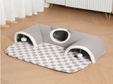 Grey XL size Cat Tunnel Bed House 4-Season Universal Removable Washable U-Shaped Cat Cave with V888-ELOSUNG50334