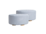2X Fabric Ottoman Round Wooden Leg Foot Stool - LIGHT BLUE V274-FT-GQST01-LBU2