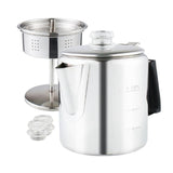 Multi Use Percolator Coffee Pot with Heat Glass Knob & Silica Gel Handle, for Indoor Induction V1192-AZ-W-18626