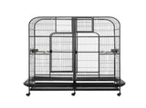 i.Pet Bird Cage Extra Large Aviary 185cm Pet Parrot Cage Castor Wheel Removable Divider PET-BIRDCAGE-H185-BK-AB