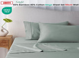 Accessorize 400TC Sage Bamboo Cotton Mega / Super Sheet Set 50cm Wall King V442-HIN-SHEETS-BAMBOOCOTTON50CM-SAGE-KI