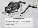 Hand Winch, 725.7 kg Pulling Capacity, Boat Trailer Winch Heavy Duty Rope Crank with 10 m Polyester V952-CYSDJP1600BDKMHDEV0