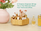 walowalo Bamboo Rotating Art Supply Organizer Holds Pencils Spinning Crayon Marker Organzier Holder V1192-AZ-W-3606