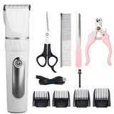Electric Dog Cat Grooming Kit Cordless Pet Hair Shaver Scissors Clippers Trimmer White V1263-JX-6931