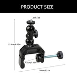 Camera Clamp Mount C Clamp with 1/4inch Screw Arm for LED Video Lights Monitors Action Camera V1192-AZ-W-23640