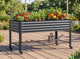 Green Fingers Mobile Raised Garden Bed With Wheels Storage Shelf 81cm Height for Vegetables Herb GARDEN-AG-PLAT-BK