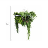 Silver Framed Roof Hanging Disc with Draping Life-Like Plants UV Resistant 60cm V637-DP88001S