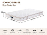 Giselle 30cm King Single Spring Mattress Tencel Cover 5-Zone Firm Back Support MATTRESS-B-SONNO-30-KS