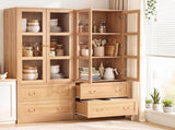 Artiss Buffet Sideboard Cabinets X2 180cm Hutch Storage Kitchen Drawer Door Wood FUR-C-GLASS-SID180-WD-ABCX2