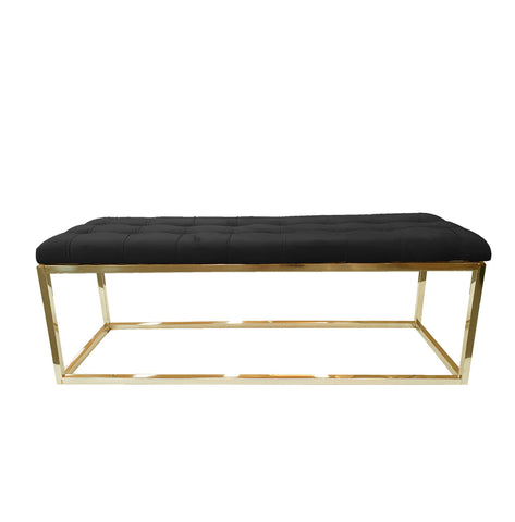 Holly Ottoman Gold Base - Black Seat V292-OTT-HOLLY-GOLDBASE-BLACKSEAT