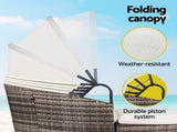 Gardeon Outdoor Day Bed Sun Lounge Setting Wicker Lounger Furniture Patio Beige Set of 3 ODF-SUNBED-180-BE-ABC