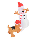 3.6ft Inflatable Snowman with Bite Dog White LED Lights Garden Yard Decorations IP44 Water Resistant V1294-YM0901-3115240075411