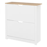 Levede Narrow Shoe Cabinet Organiser Storage Rack Flip-up Drawer 12 Pairs White EA0287-WH-AU