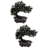 Set of 2 Artificial Bonsai Trees Green Decorative Plants for Indoor Outdoor Home Office Decor with V1369-AZ3-W-12847