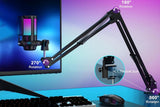 USB Gaming Microphone Kit for PC Gain Control with Pop Filter Boom Stand V1263-JX-6312