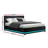 Artiss Bed Frame Double Size LED Gas Lift Black LUMI BFRAME-E-LUMI-D-BK-ABC