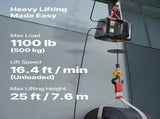 2-in-1 Electric Hoist Winch, 500 kg Capacity, 1500W Portable Power Winch Crane, 7.6 m Lifting V952-CGGGKBXSDDHL73MQ6001V3