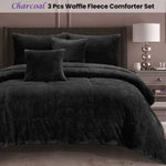 Ramesses Waffle Fleece Charcoal 3 Pcs Comforter Set Double V442-KIT-COMFORTER-WAFFLEFLEECE-CHARCOAL-DS